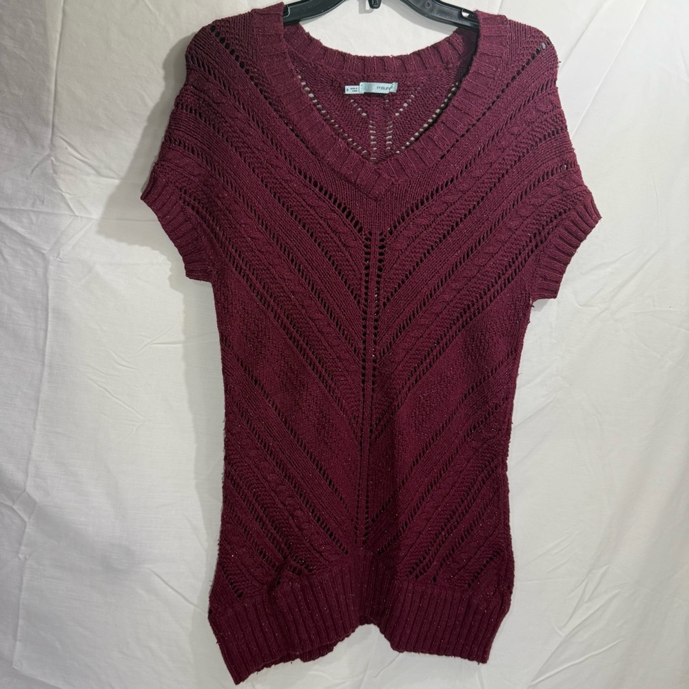 Maurices Deep Burgundy Long V-Neck Sweater Size Small